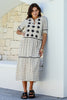 MALAWI CROCHET DETAIL MIDI DRESS - LATTE/BLACK