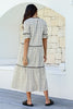 MALAWI CROCHET DETAIL MIDI DRESS - LATTE/BLACK