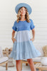 MIA COTTON TIER DRESS - BLUE GINGHAM / LACE