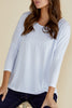 MILAN 3/4 SLEEVE BASIC TOP- WHITE