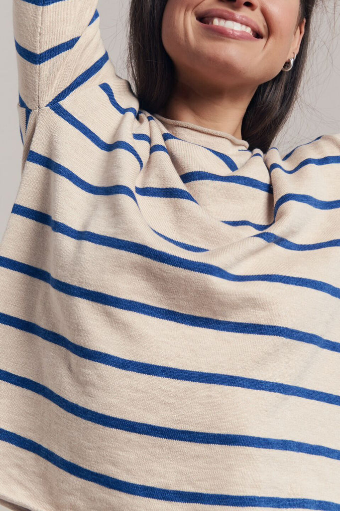 MINNIE COTTON KNIT TOP - BLONDE/BLUE STRIPE