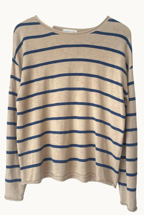 MINNIE COTTON KNIT TOP - BLONDE/BLUE STRIPE
