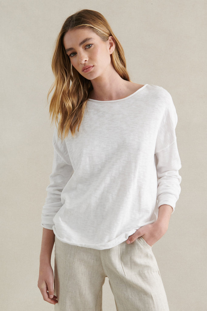 NELLIE COTTON KNIT TOP - WHITE