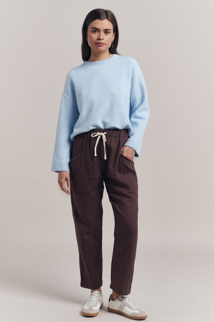 LUXE LINEN PANTS - CHOCOLATE