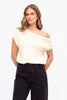 PAIGE ONE SHOULDER KNIT TOP - CREAM