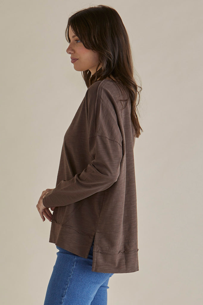 ROXETTE LONG SLEEVE TEE - CHOCOLATE