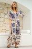 SEDONA MAXI DRESS - INDIGO/LATTE PRINT