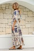 SEDONA MAXI DRESS - INDIGO/LATTE PRINT