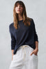 SPRING KNIT LONG SLEEVE TOP - NAVY