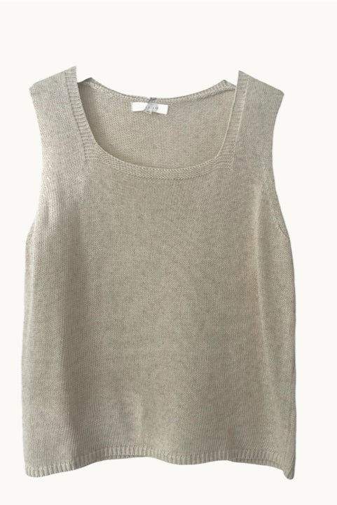 SQUARE NECK KNIT TANK -NATURAL