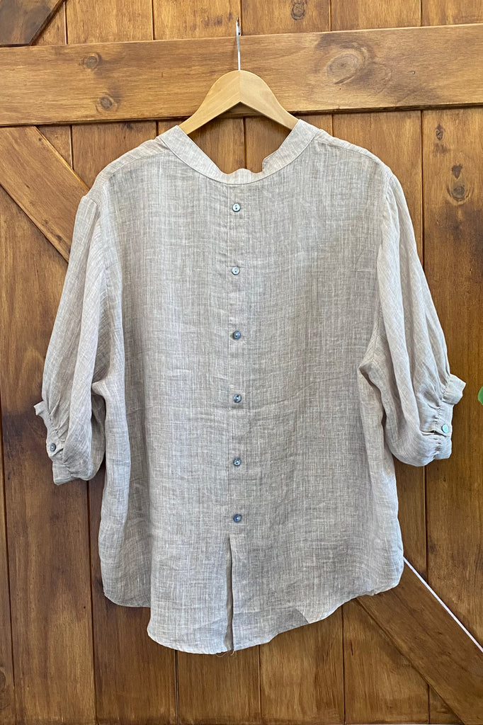 STEVIE LINEN SHIRT - BISCUIT