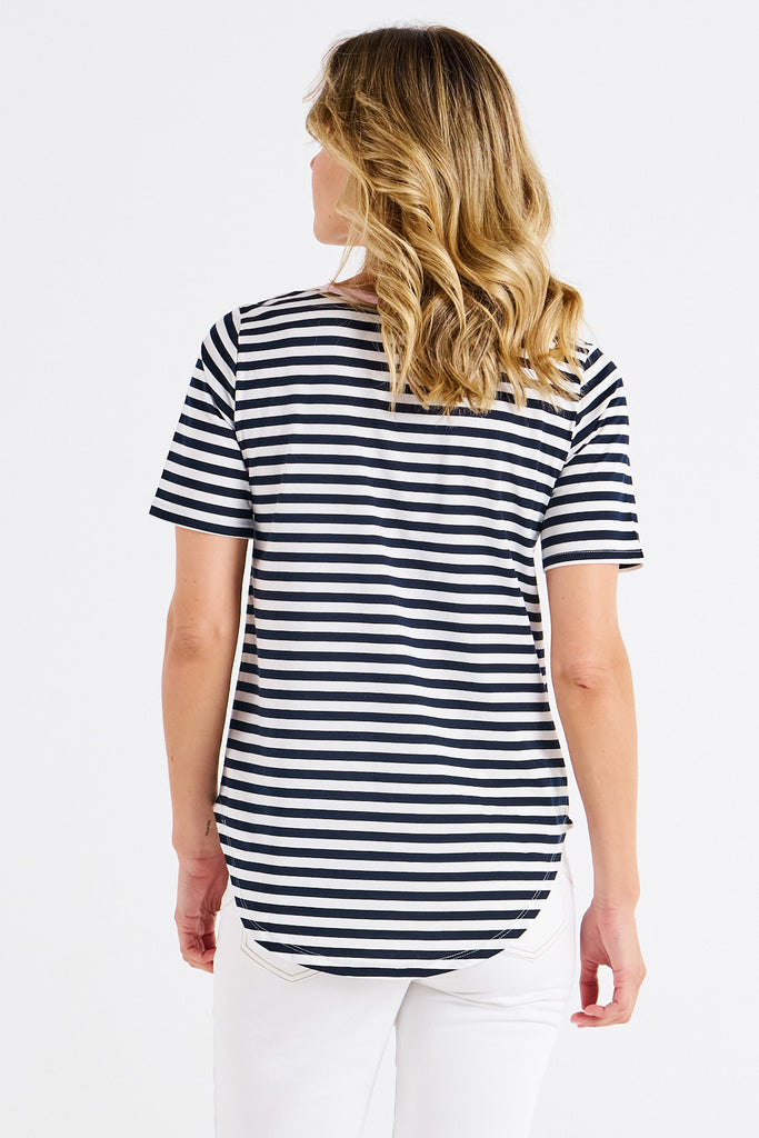 ARIANA TEE - NAVY STRIPE/PINK