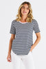 ARIANA TEE - NAVY STRIPE/PINK