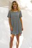 NYREE DRESS - NAVY STRIPE/PINK