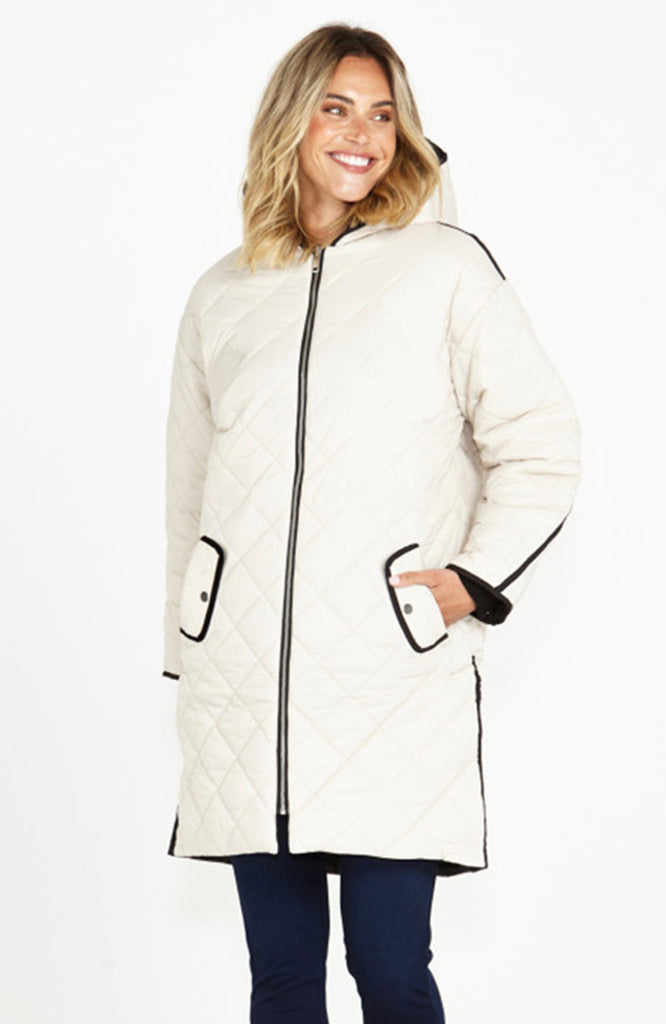 ALEXA REVERSIBLE PUFFER JACKET - WHITE/BLACK