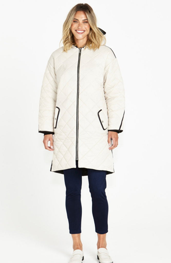 ALEXA REVERSIBLE PUFFER JACKET - WHITE/BLACK