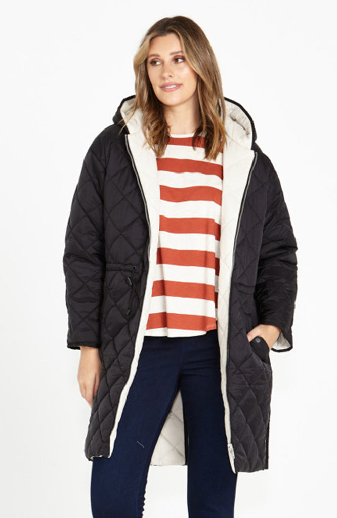 ALEXA REVERSIBLE PUFFER JACKET - WHITE/BLACK