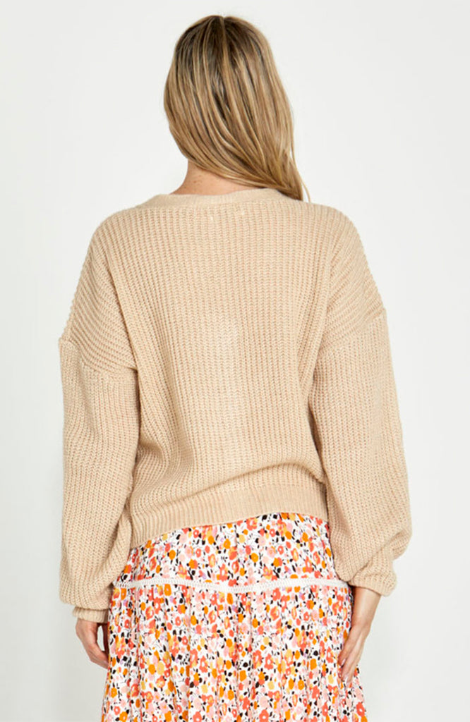 CELINE BUTTON THRU CARDI - OATMEAL