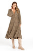 CHARITY TIERED MIDI DRESS - KHAKI