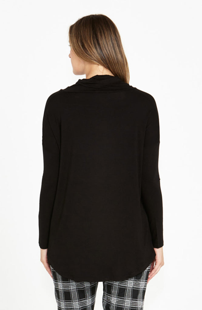 COWL NECK BAMBOO TOP - BLACK