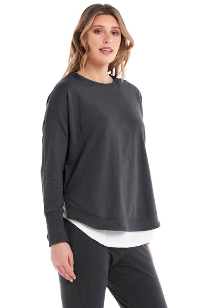 LUCY FRENCH TERRY SWEAT - GUNMETAL