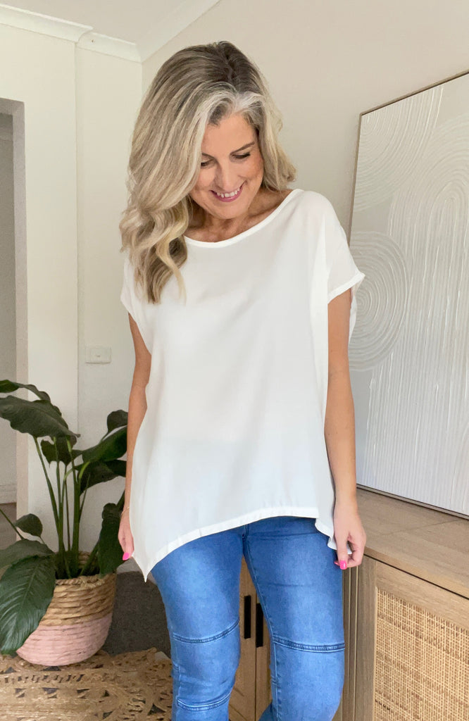 JANE SCOOP TOP- WHITE