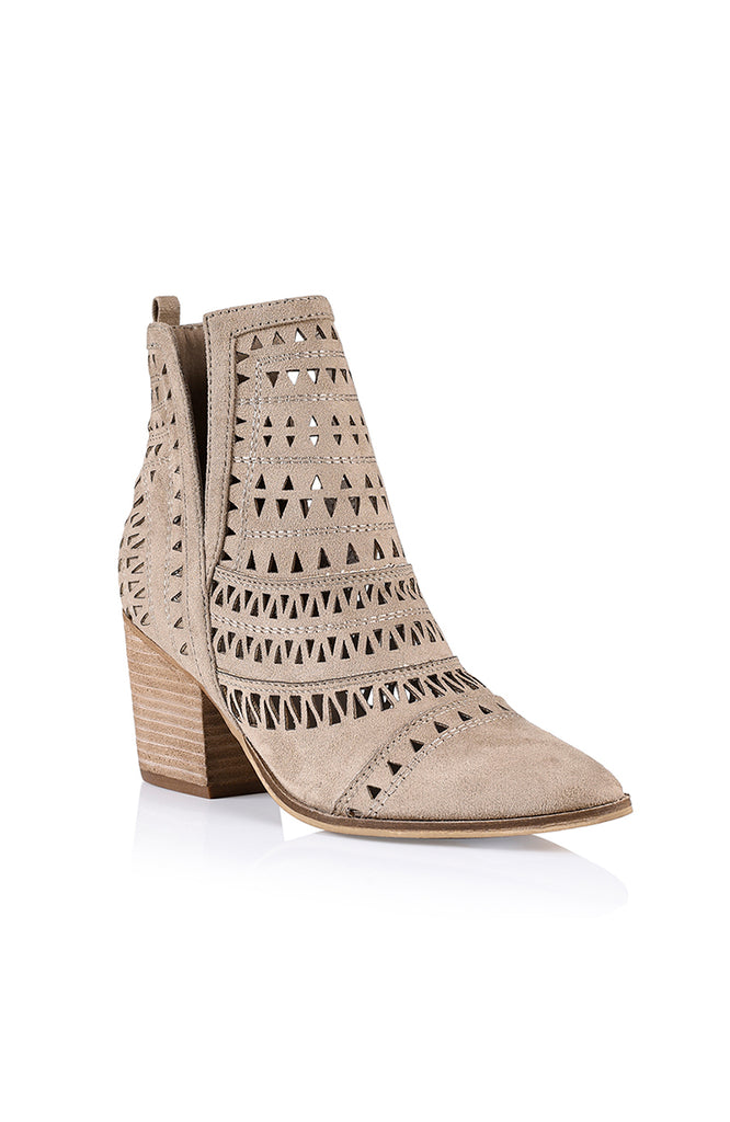 KARINA CUTOUT ANKLE BOOTS - TAUPE MICRO